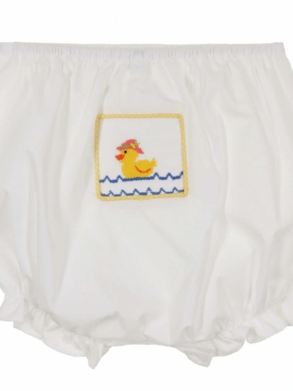 White Smocked Diaper Cover Size 12 Months